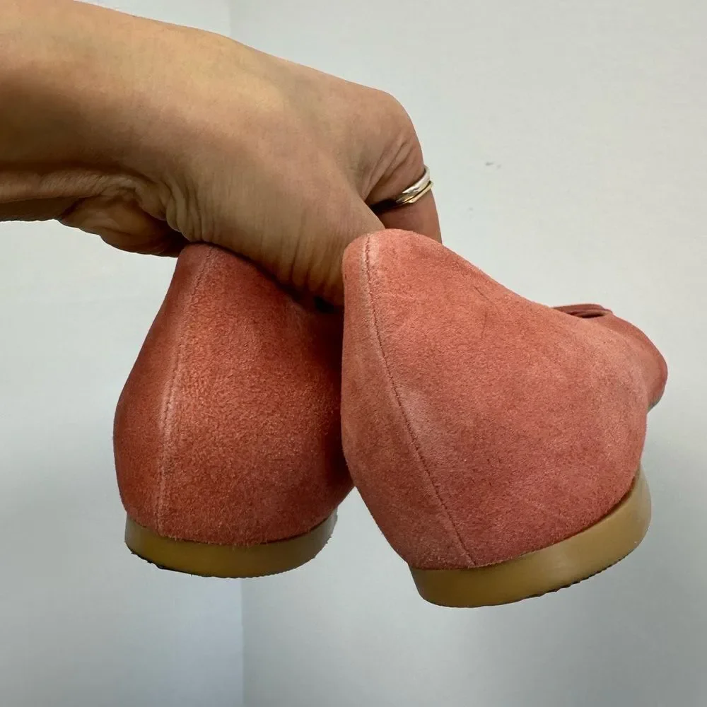 Aquatalia Jojo Dusty Pink Red Suede Leather Pointed Toe Flats Shoes Size 8